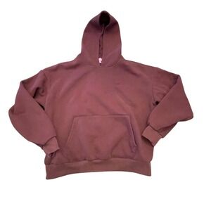 Edikted Burgundy Oversized Pullover Hoodie Mens Small Fleece Sweatshirt Logo